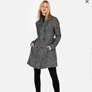 Express Belted Wool-Blend Tweed Trench Coat Sizee XL